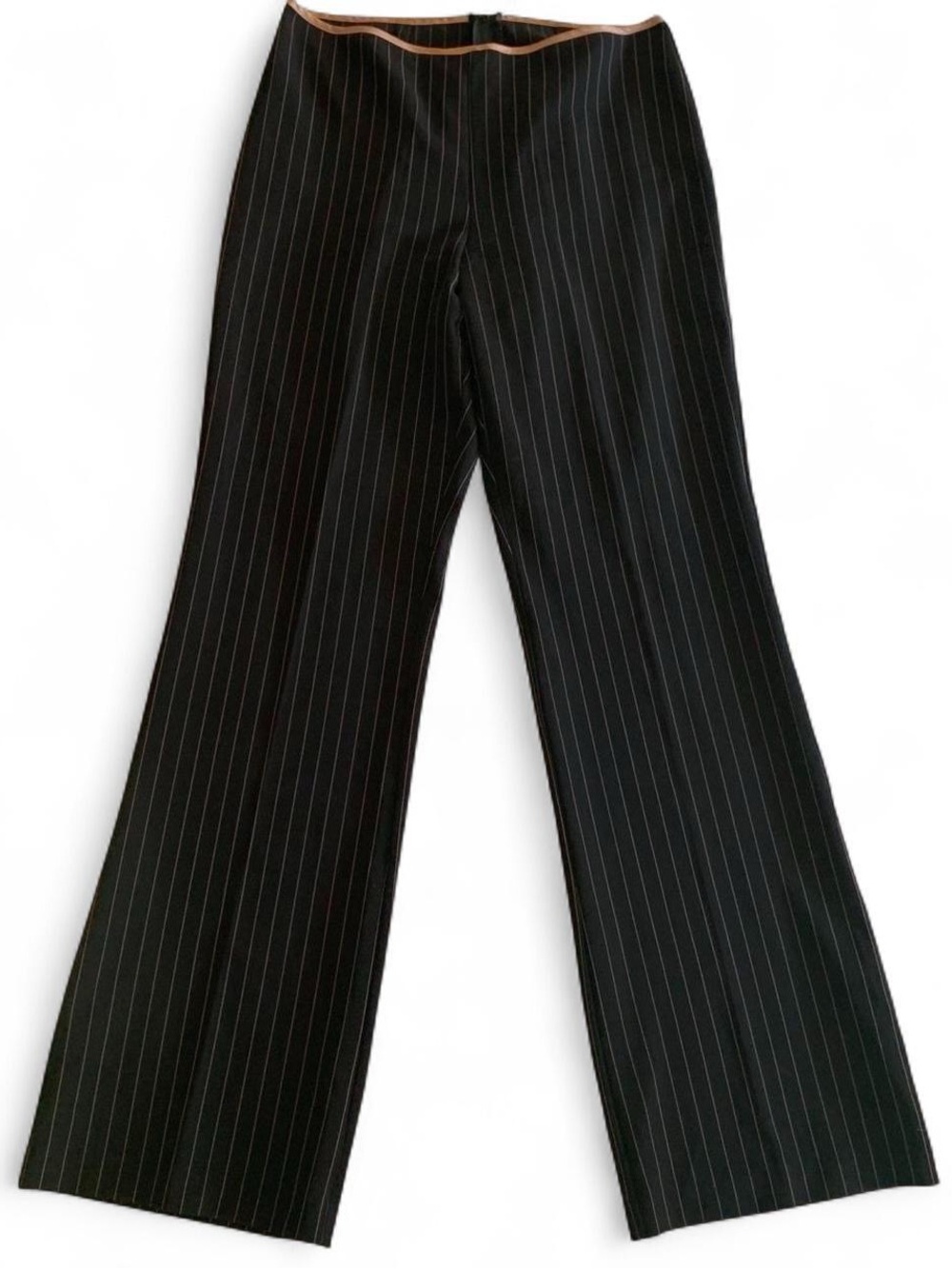 Vintage B. Smart 90s/00s Y2K Black & Tan Pinstripe Wide Leg Dress Pants Size 5/6